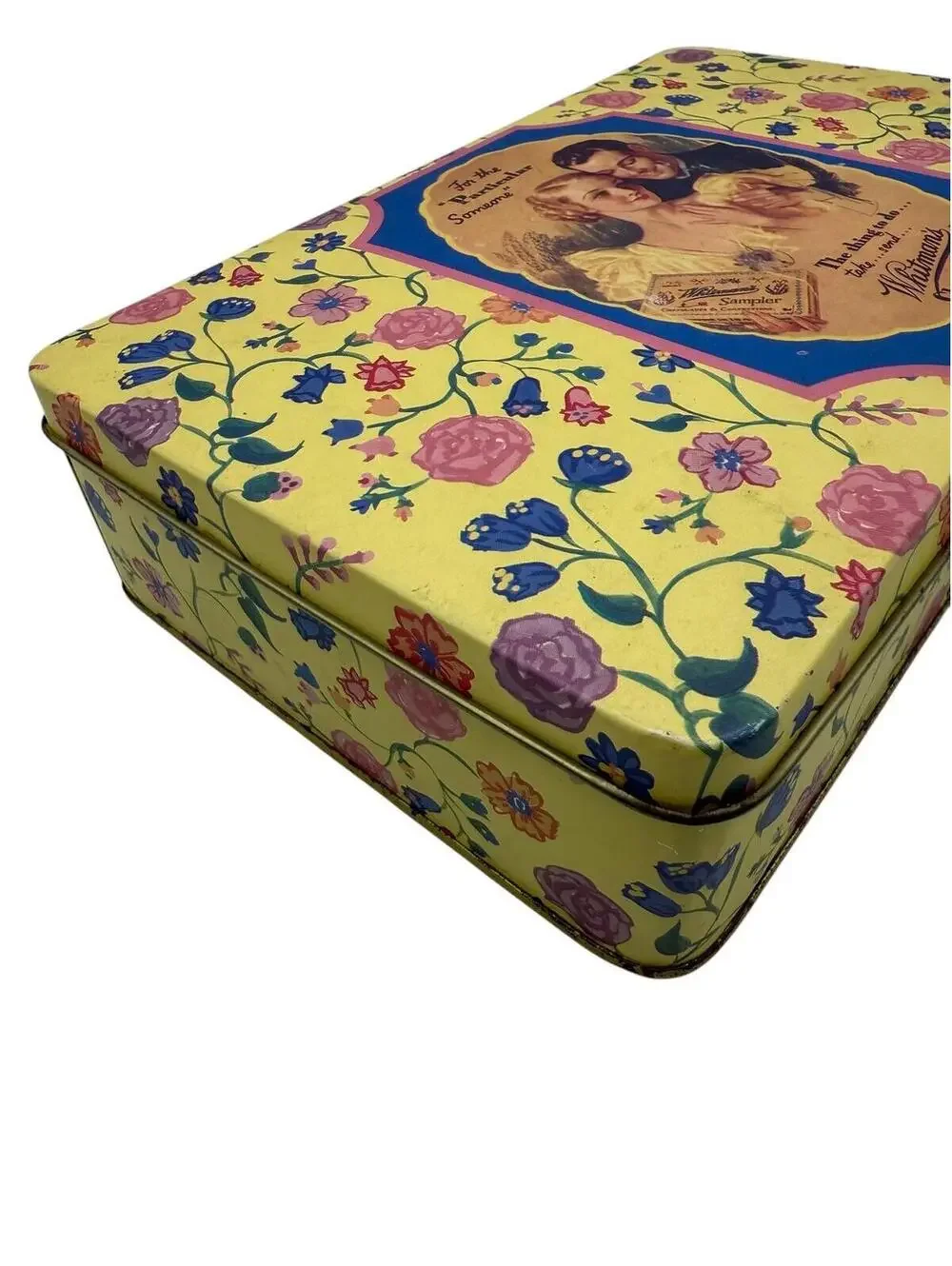 Vintage Candy Tin Whitman's Chocolates Hinged Metal Box  150th Anniversary Box